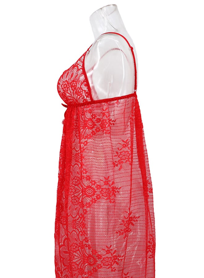 Trendy Sleeveless 
 Nightdress Red - Image 3