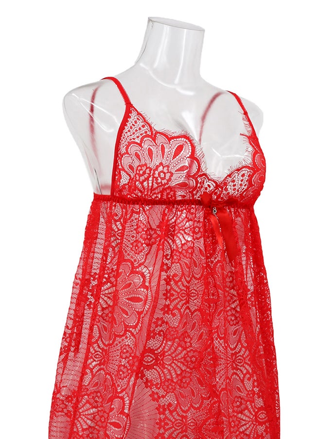 Trendy Sleeveless 
 Nightdress Red - Image 4