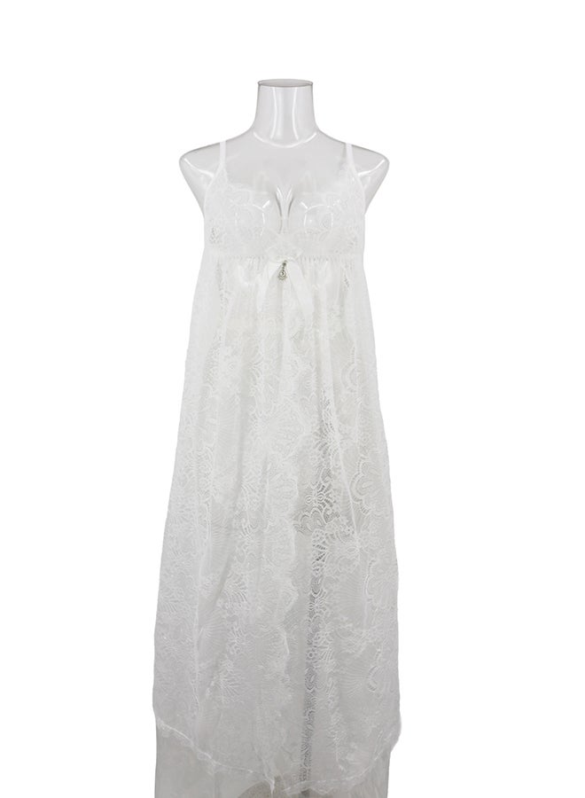 Trendy Lace Deail Nightdress White - Image 1