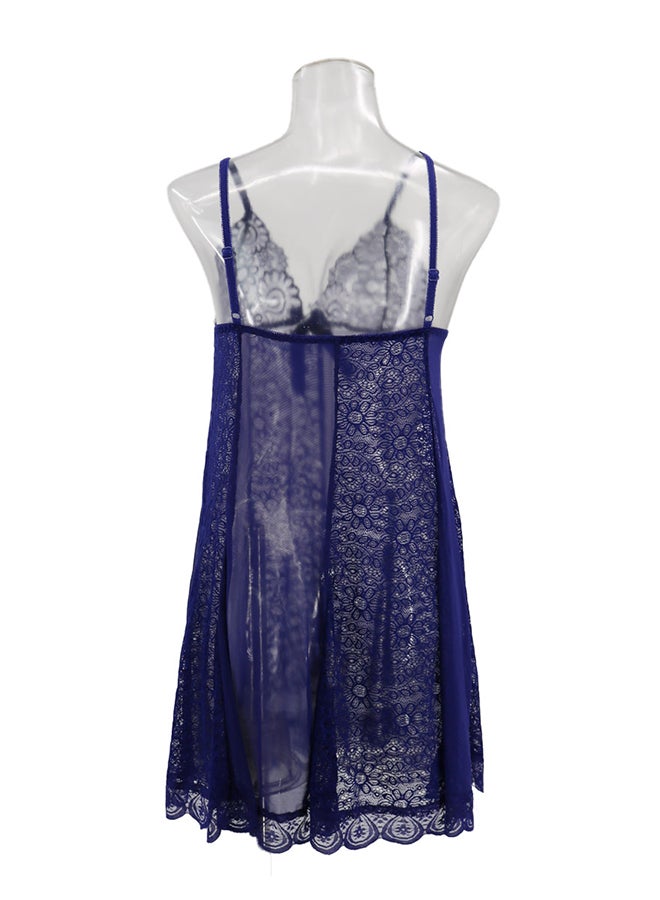 Trendy Lace Detail Nightdress Blue - Image 2