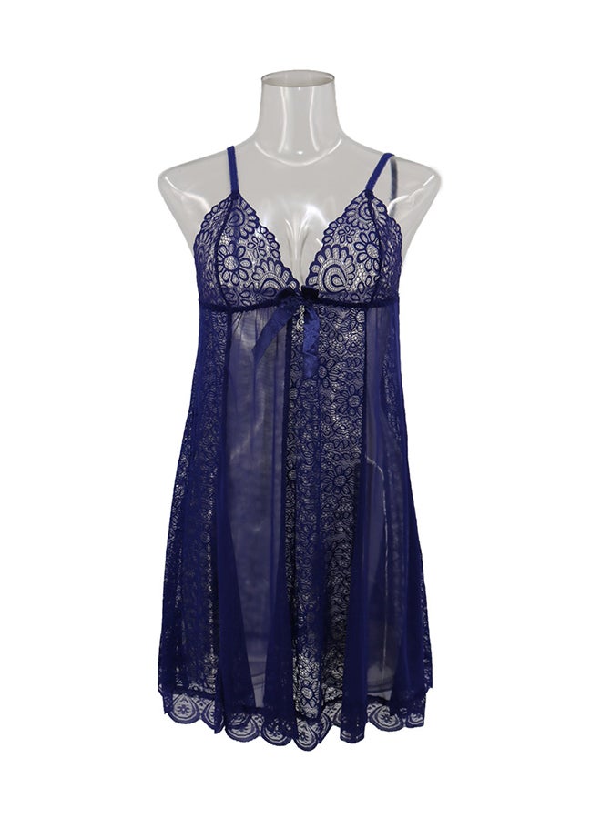 Trendy Lace Detail Nightdress Blue - Image 1