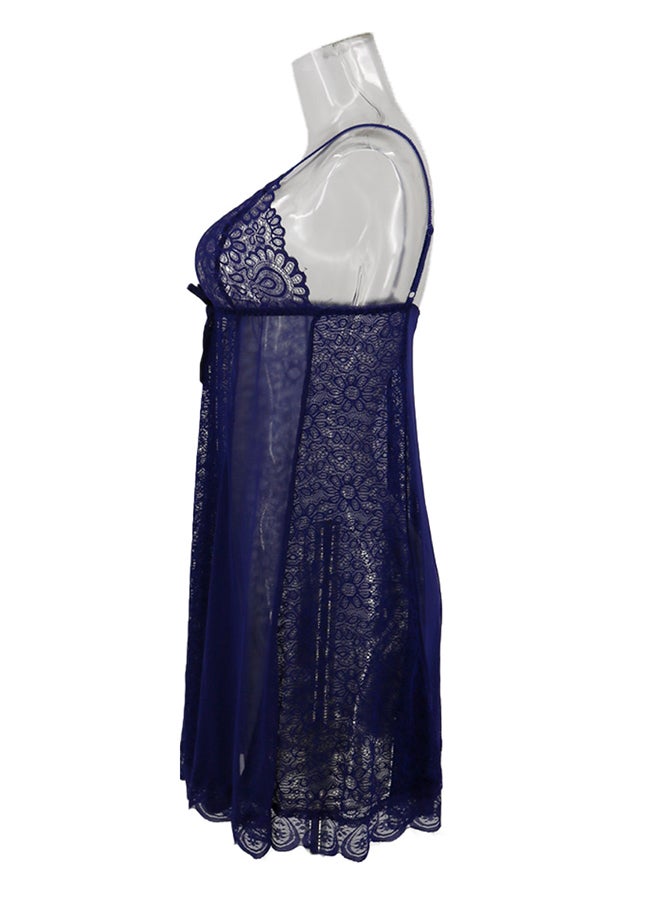 Trendy Lace Detail Nightdress Blue - Image 3