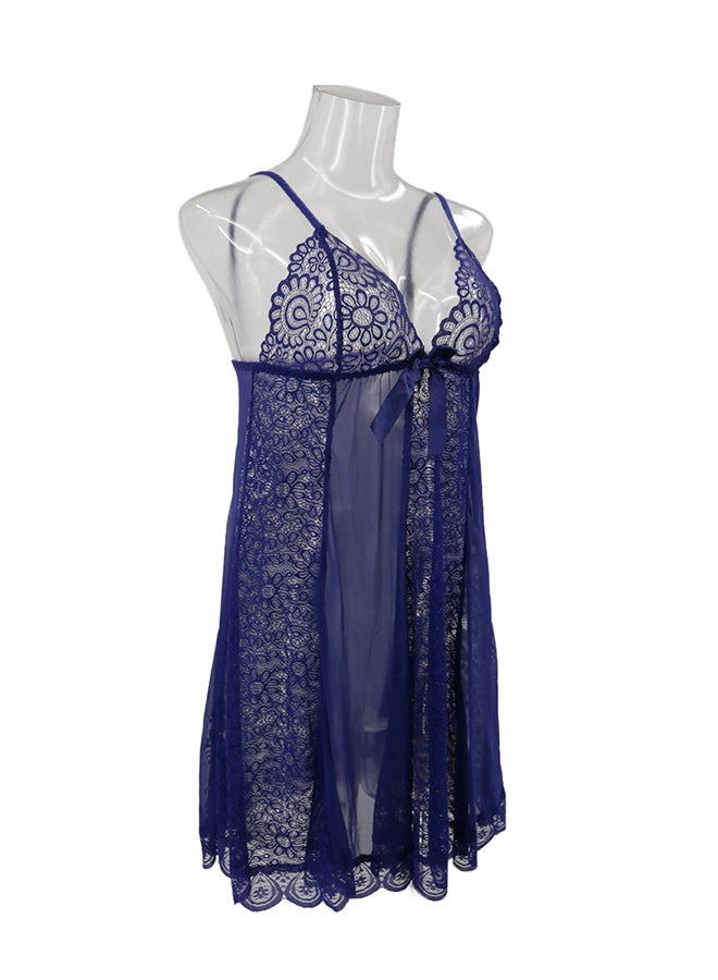 Trendy Lace Detail Nightdress Blue - Image 4