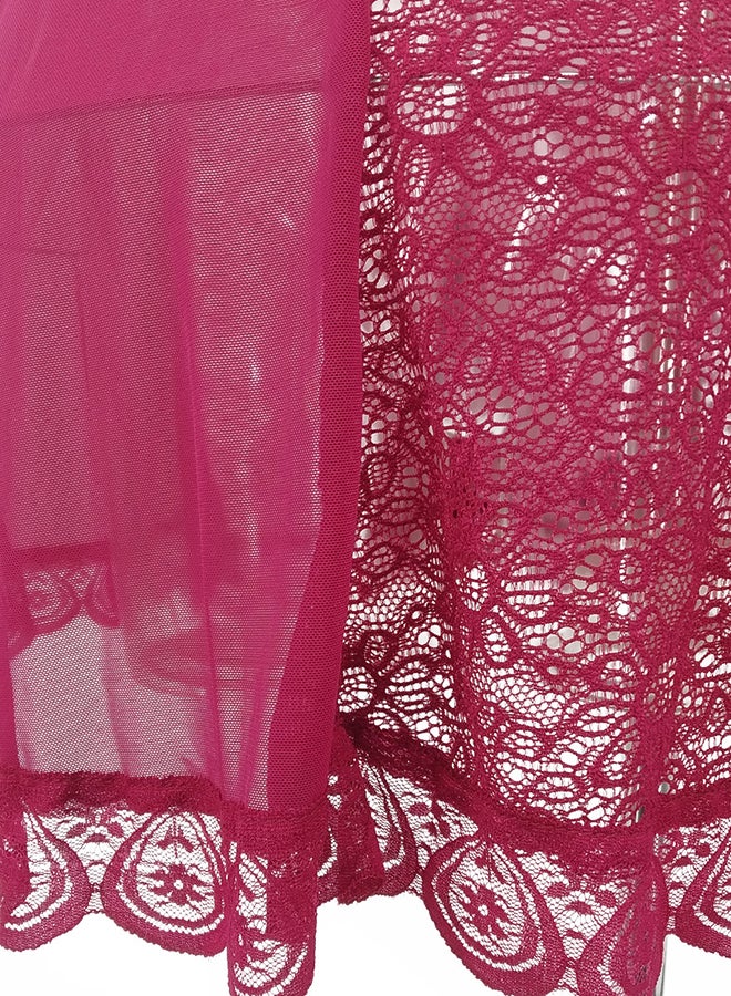 Trendy Lace Detail Nightdress Deep Red - Image 5