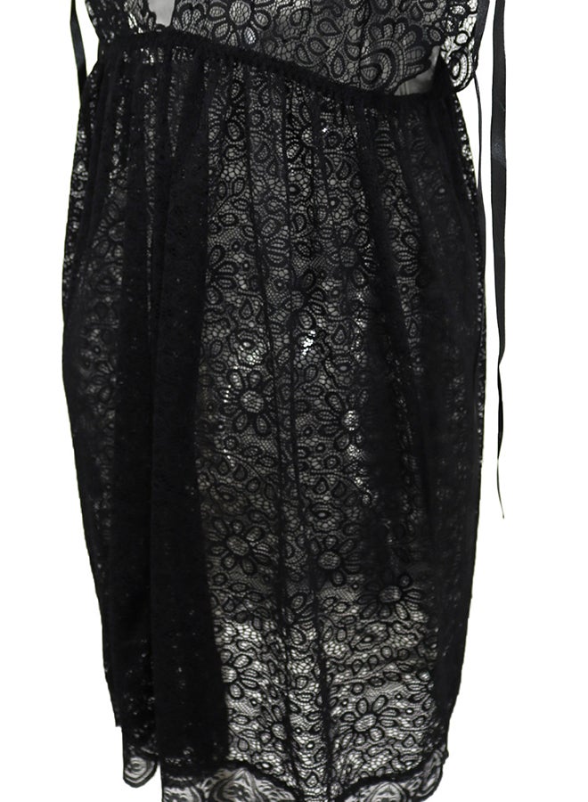 Lace Detail Short Sleeves 
 Nightdress Black - Image 5