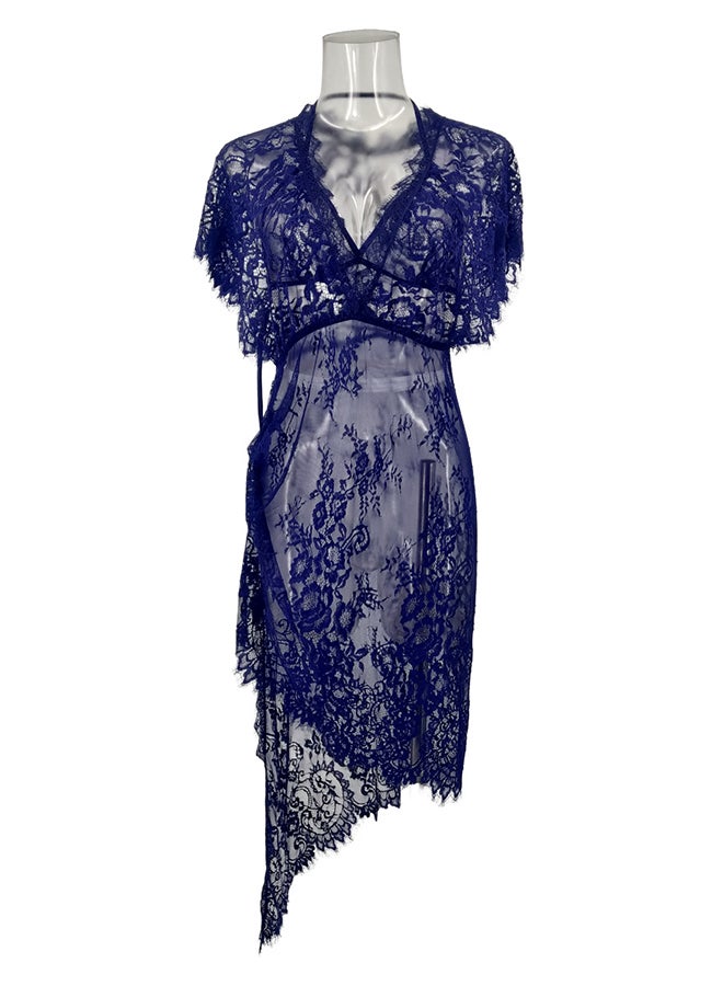 Lace Detail Short Sleeves 
 Nightdress Blue - Image 1