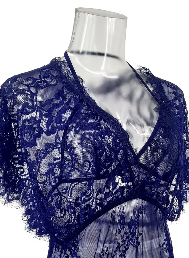 Lace Detail Short Sleeves 
 Nightdress Blue - Image 5