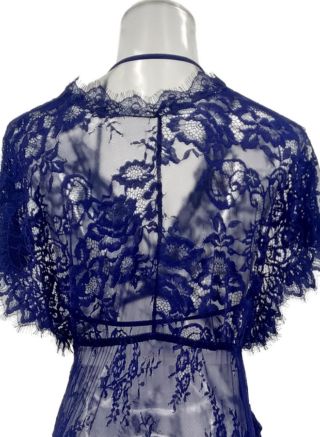 Lace Detail Short Sleeves 
 Nightdress Blue - Image 2