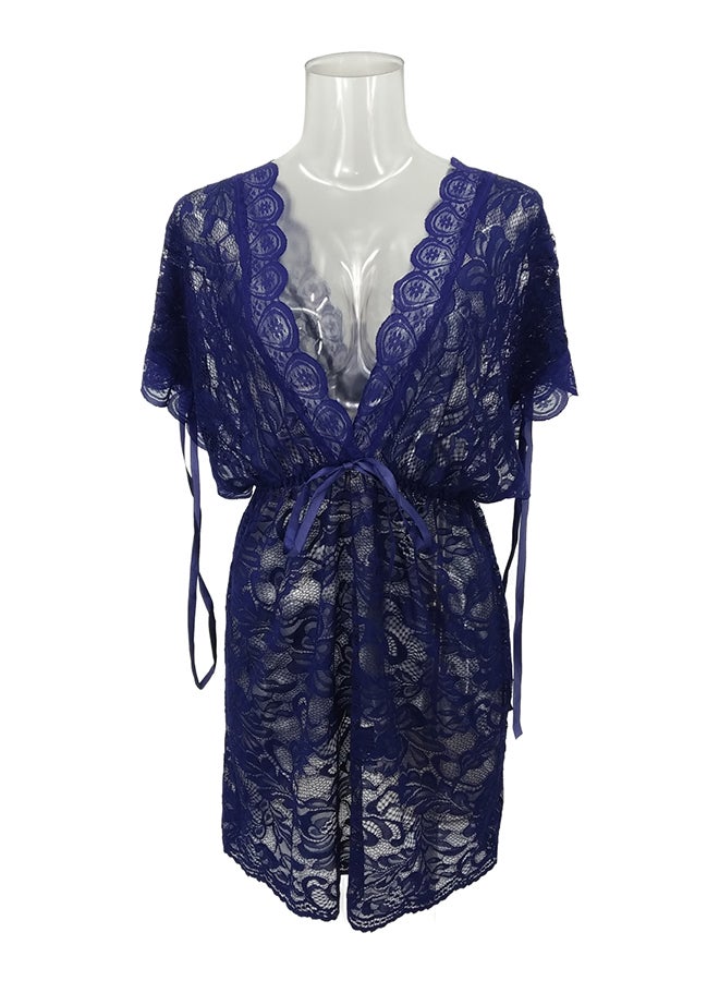 Lace Detail Short Sleeves 
 Nightdress Blue  - Image 1