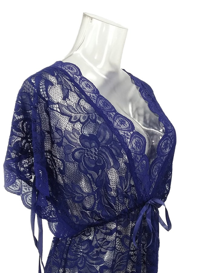 Lace Detail Short Sleeves 
 Nightdress Blue  - Image 4