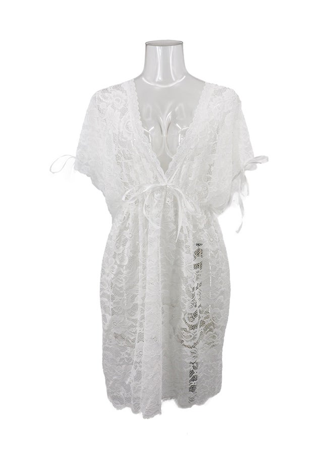 Lace Detail Short Sleeves 
 Nightdress White  - Image 1