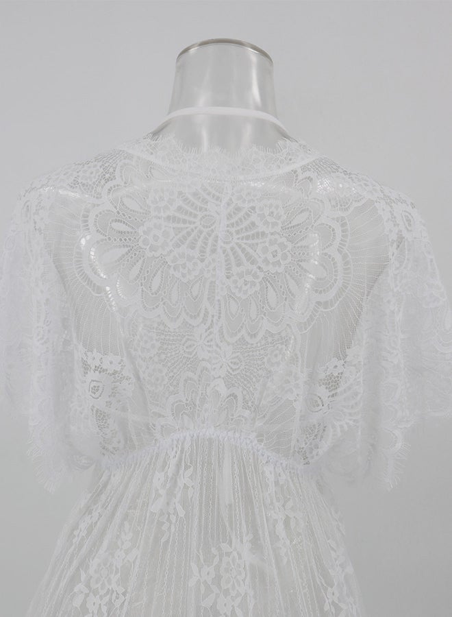Lace Detail Short Sleeves 
 Nightdress White  - Image 2