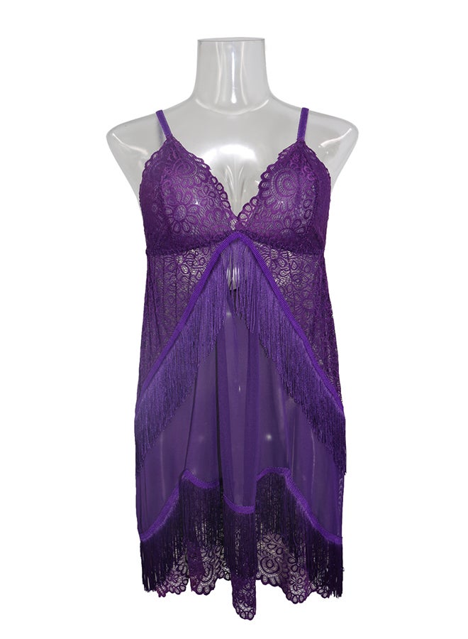 Trendy Lace Detail Nightdress Violet - Image 1