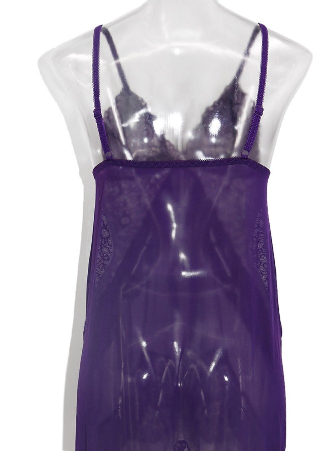 Trendy Lace Detail Nightdress Violet - Image 2