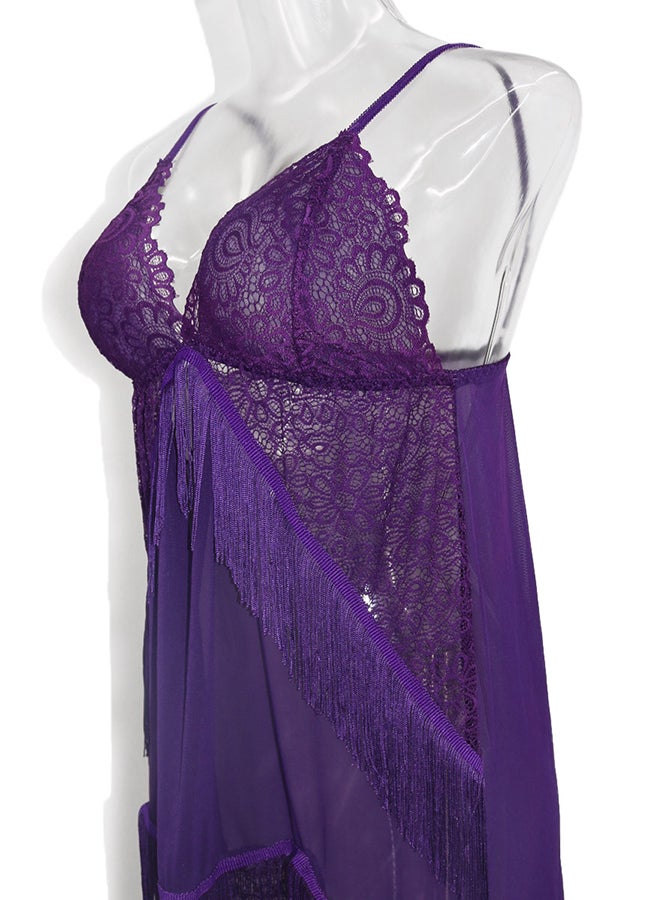 Trendy Lace Detail Nightdress Violet - Image 3