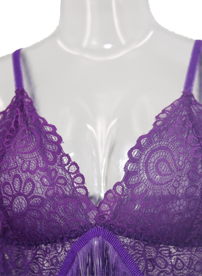 Trendy Lace Detail Nightdress Violet - Image 4