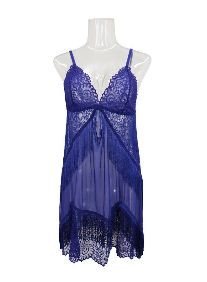 Trendy Lace Detail Nightdress Blue - Image 1