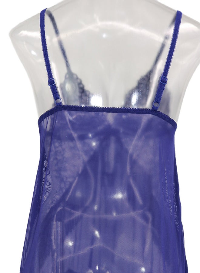 Trendy Lace Detail Nightdress Blue - Image 2