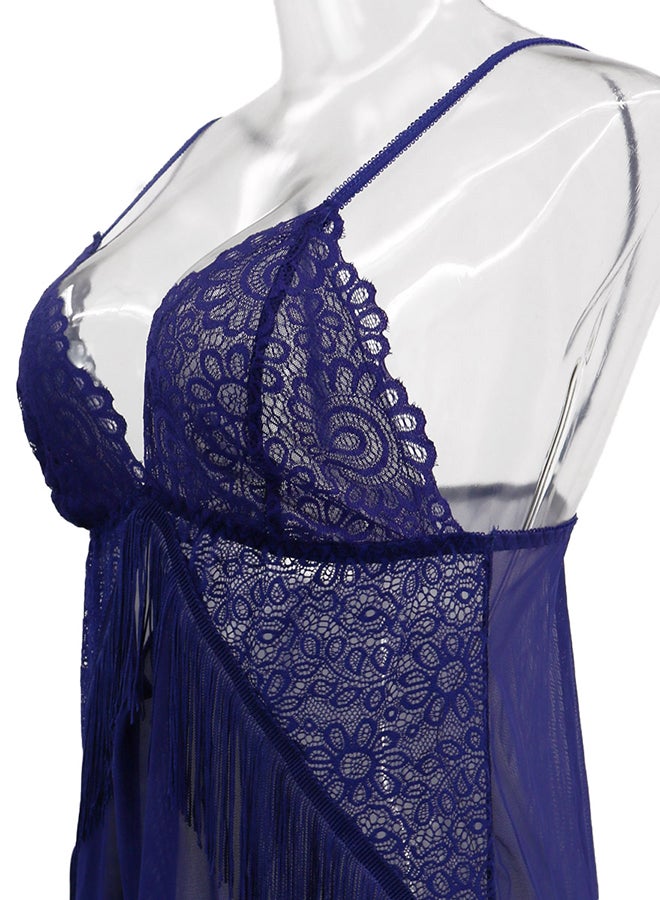 Trendy Lace Detail Nightdress Blue - Image 3