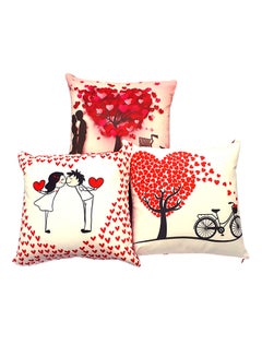 Alwan 3-Piece Cushion Covers Set Red/White 40x40cm  - Image 1