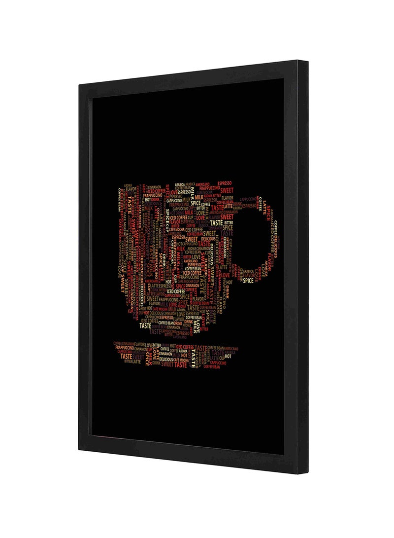 LOWHA Wooden Frame Coffee Phrases Wall Art Multicolour 33x43centimeter  - Image 1
