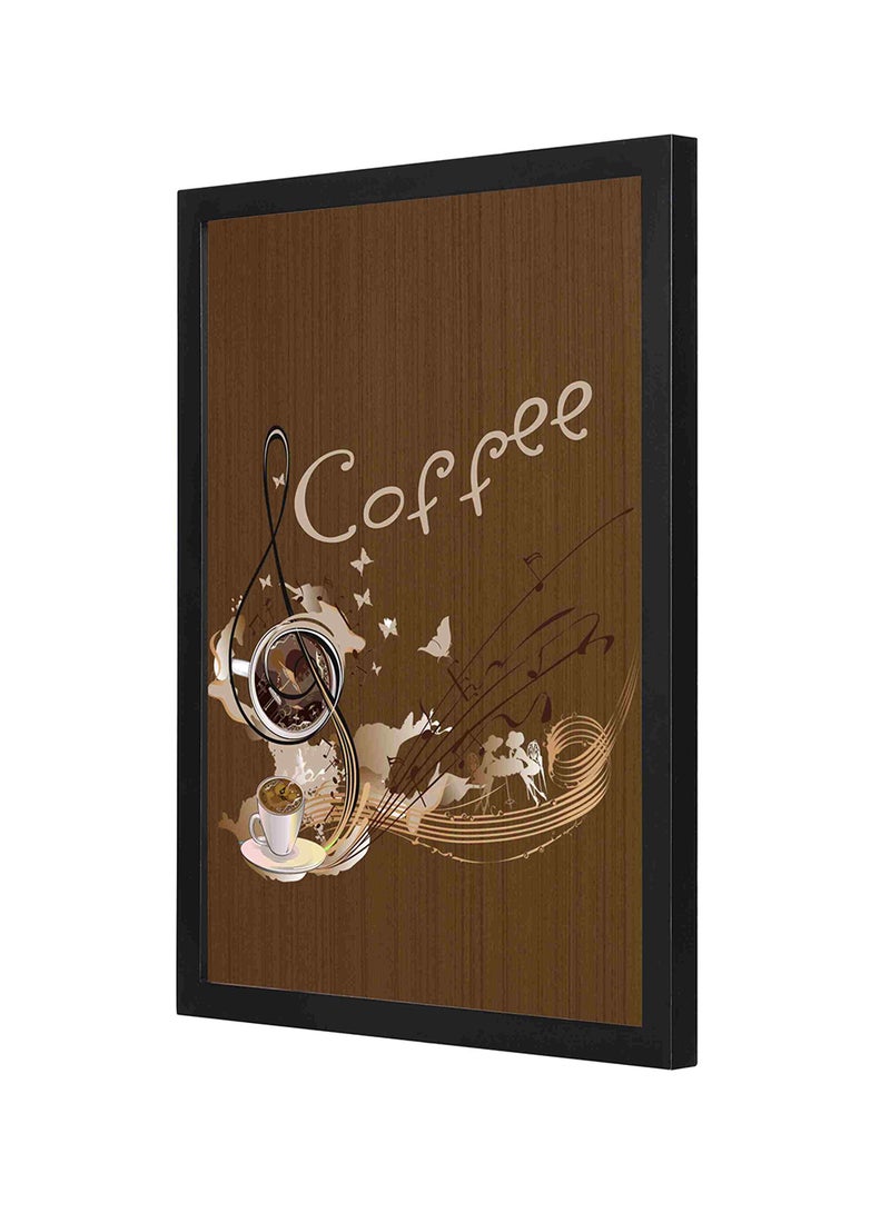 لوحة فنية جدارية بإطار خشبي بتصميم قهوة بنية متعدد الألوان 33x43سم - Image 1