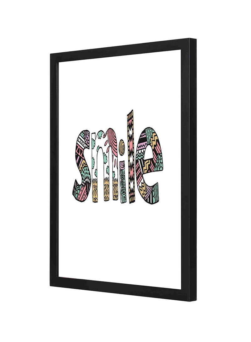 LOWHA Smile Wooden Framed Wall Art Painting White/Black/Pink 33 x 43cm - Image 1