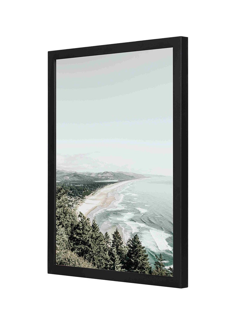 لوحة جدارية مطبوع عليها رسمة بحر مزودة بإطار خشبي متعدد الألوان 33 x 43سم - Image 1