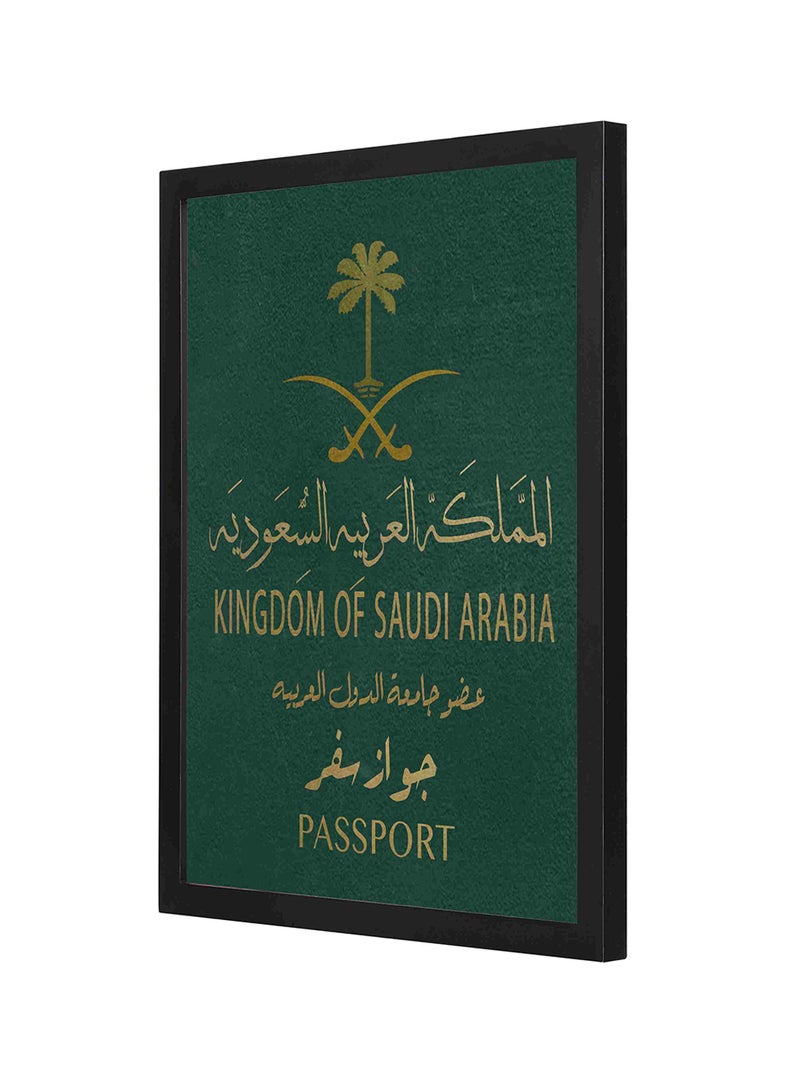 LOWHA Kingdom Of Saudi Arabia Passport Printed Wooden Wall Art Multicolour 33 x 43centimeter - Image 1