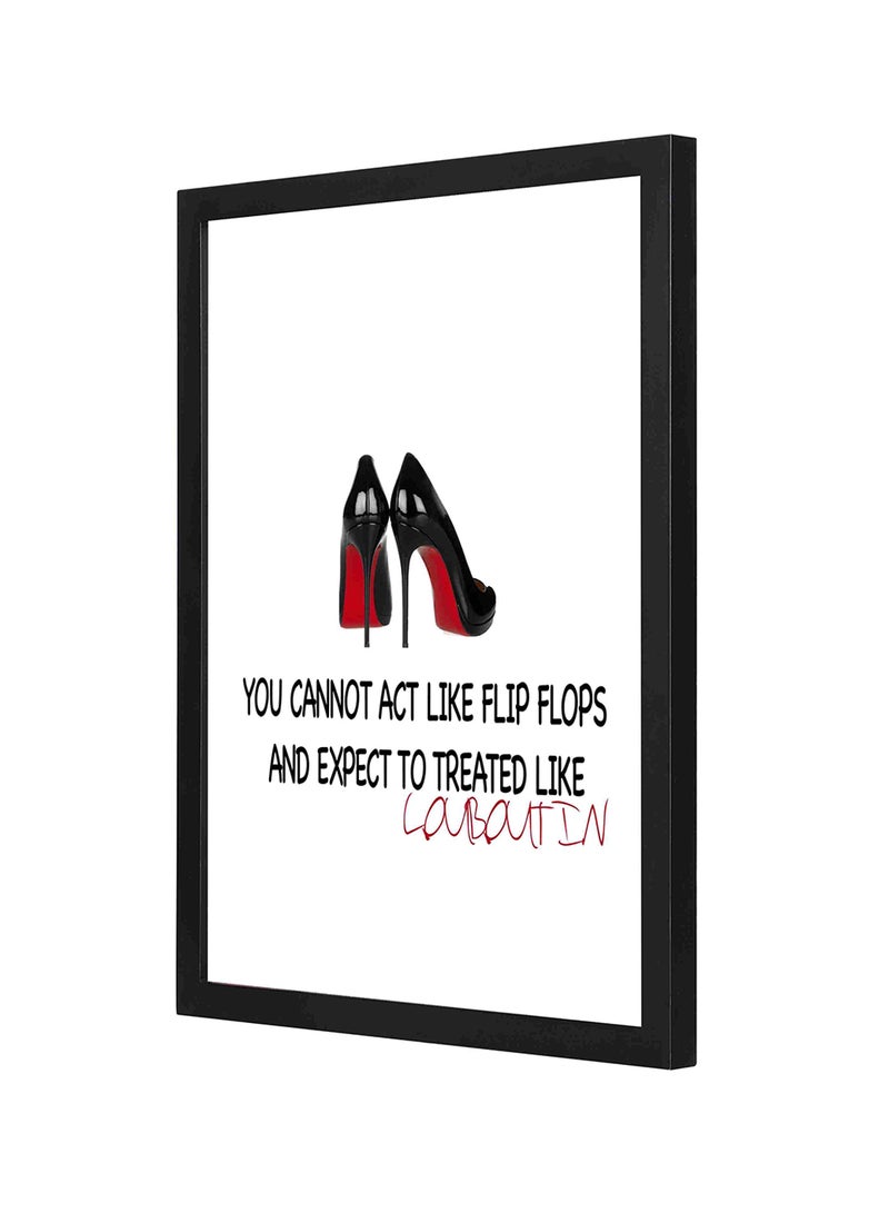 LOWHA Flip Flops Quote Wooden Frame Wall Art Canvas Painting Multicolour 33 x 43cm - Image 1