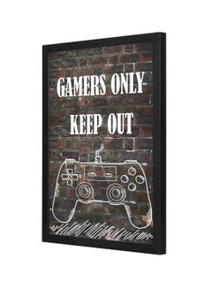 Gamers Only Keep Out Text Printed Wooden Wall Art Multicolour 33 x 43cm