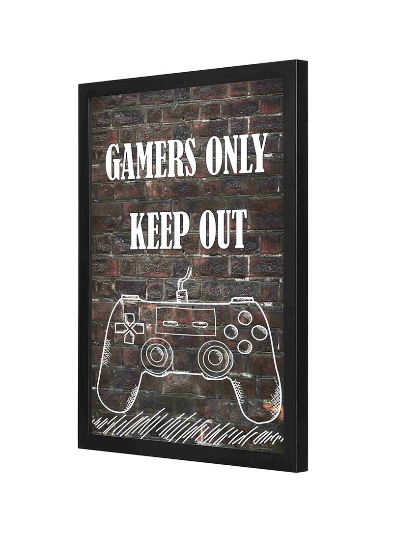 LOWHA - Gamers Only Keep Out Text Printed Wooden Wall Art Multicolour 33 x 43cm - Image 1