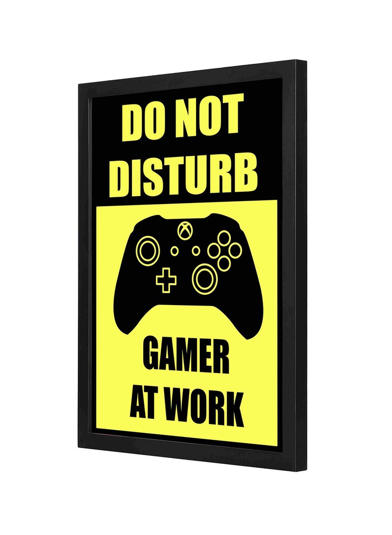 LOWHA Do Not Disturb Gamer At Work Wooden Frame Wall Art Painting Yellow/Black 33 x 43cm - Image 1