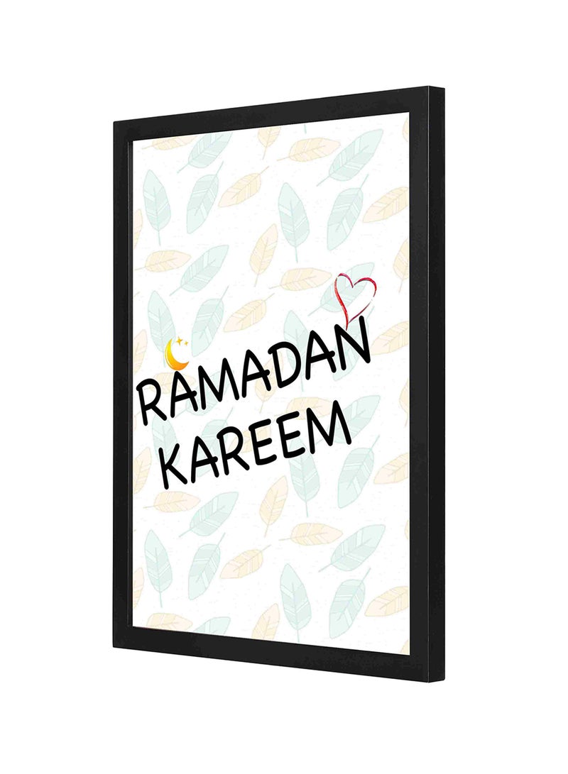 LOWHA Ramadan Kareem Wooden Frame Wall Art Canvas Painting Multicolour 33 x 43cm - Image 1