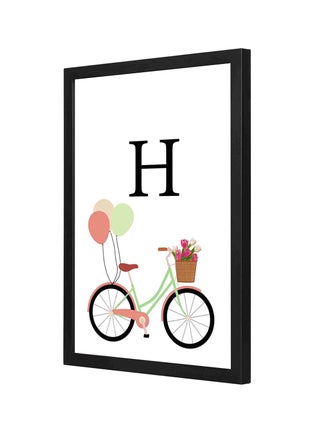 Letter H Bike Balloons Wooden Frame Wall Art Painting Multicolour 33 x 43cm - v1580718926/N34155566A_1