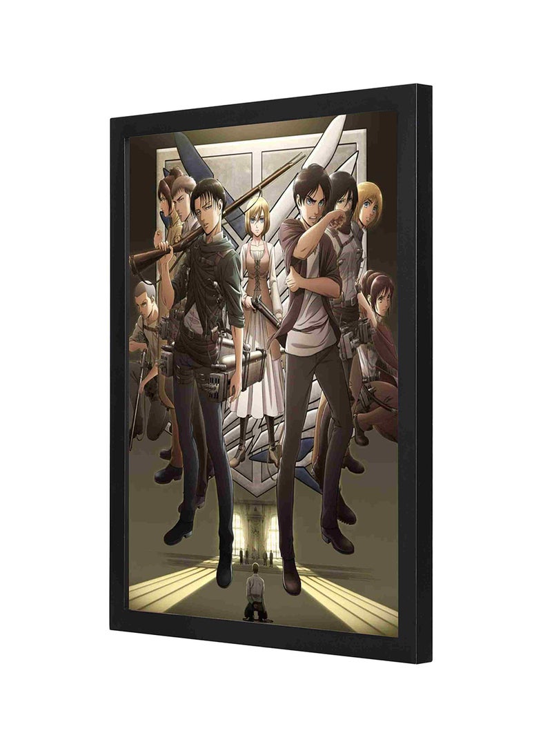 لوحة فنية بإطار خشبي مستوحاة من سلسلة المانجا "Attack In Titan" متعدد الألوان 33 x 43Ø³Ù†ØªÙŠÙ…ØªØ± - Image 1