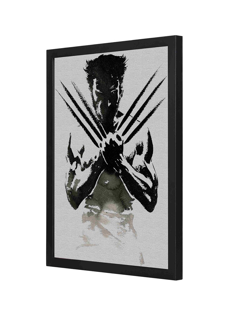 لوحة فنية بإطار خشبي وبتصميم مستوحى من فيلم "Logan" أسود/ أبيض 33x43سم - Image 1