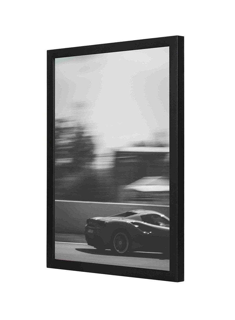 LOWHA Wooden Frame Sports Coupe On Road Wall Art Multicolour 33x43cm  - Image 1