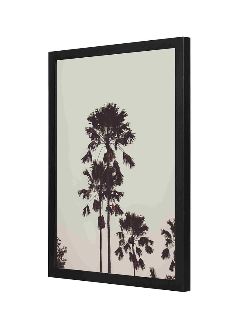 لوحة جدارية بإطار خشبي بتصميم أشجار نخيل طويلة متعدد الألوان 33x43سم - Image 1