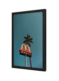 LOWHA Wooden Frame Mcdonald Drive Thru Old Road Signage Wall Painting Multicolour 33x43cm  - Image 1