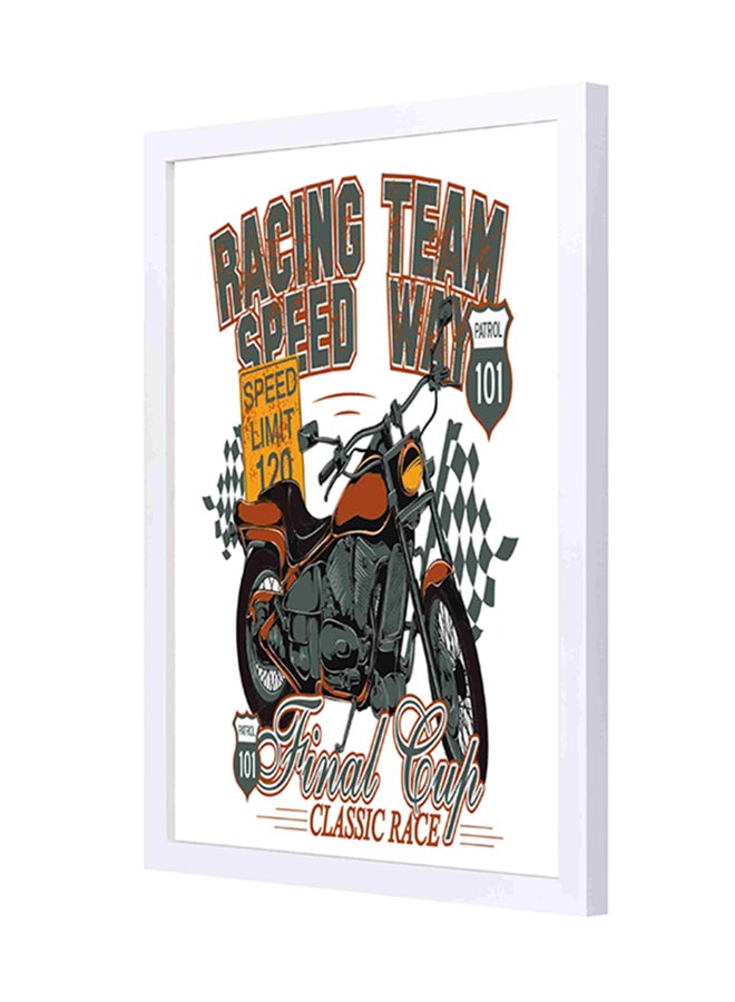 LOWHA Wooden Frame Racing Team Wall Painting Multicolour 33x43cm 