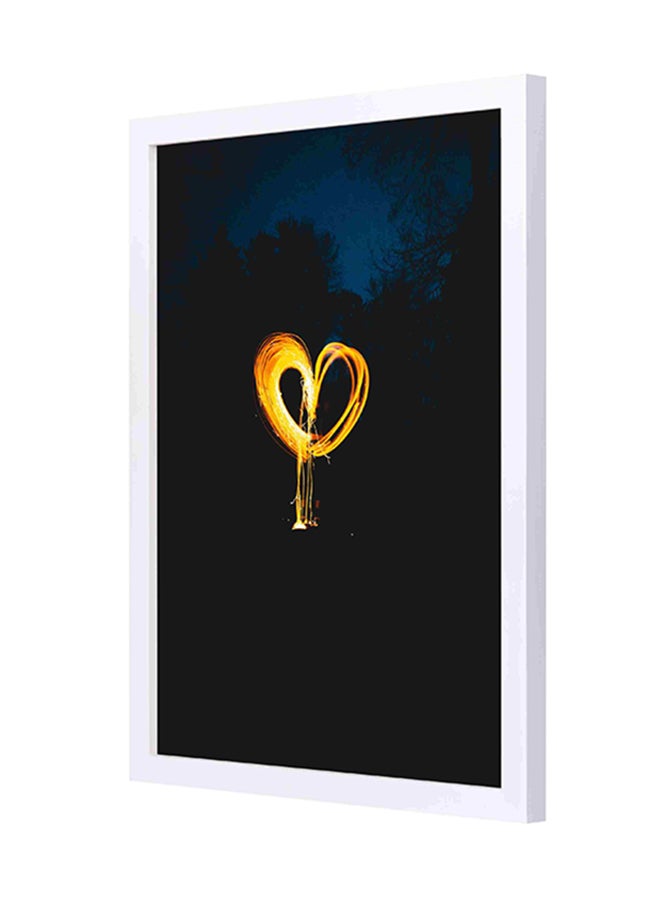 LOWHA Heart Shaped Light Artwork Wooden Framed Wall Art Painting Black/Gold/Blue 33x43cm 