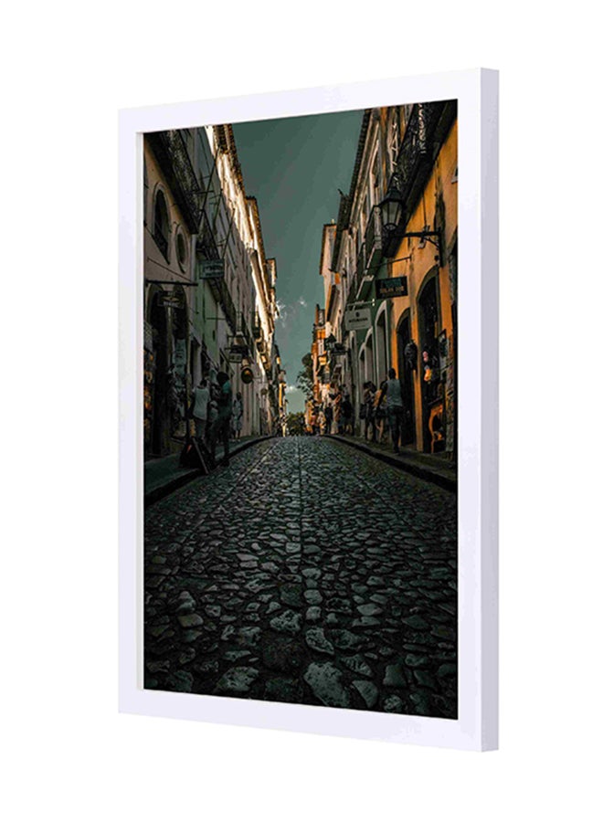 LOWHA Road Side View Wooden Frame Wall Art Painting Multicolour 33x43cm 