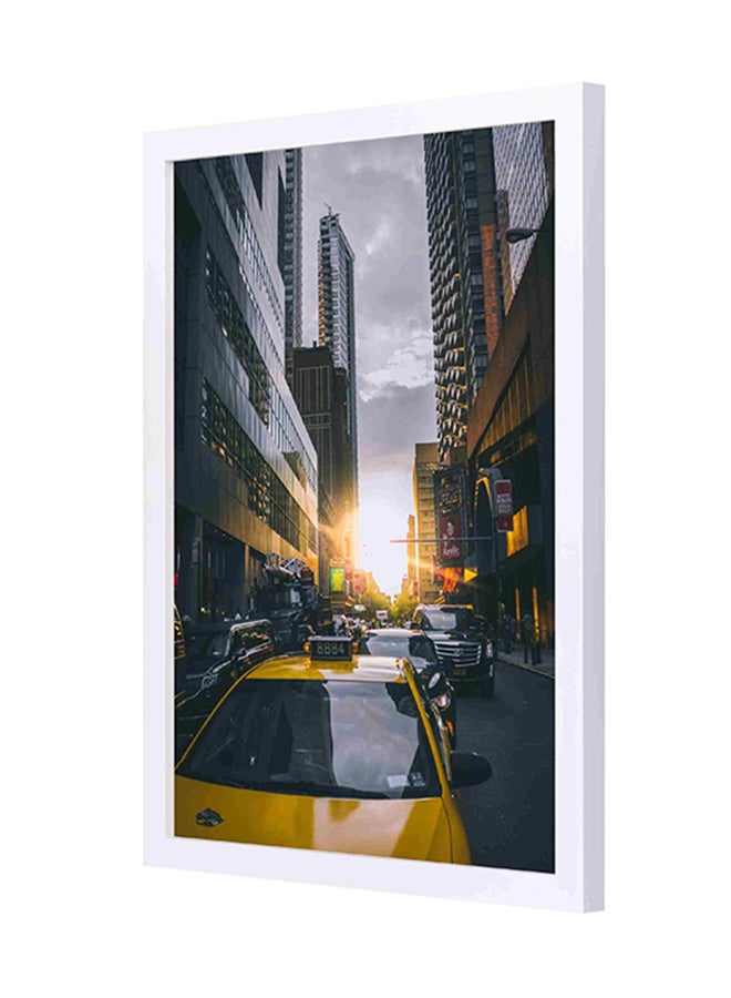LOWHA Wooden Frame Photo Of Cars On Asphalt Road Wall Painting Multicolour 33x43cm 