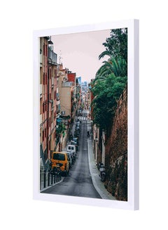 LOWHA Road Between Building Wooden Framed Wall Art Painting Multicolour 33 x 43cm 