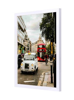 LOWHA Vehicle Travelling On Road Wooden Frame Wall Art Multicolour 33 x 43cm 