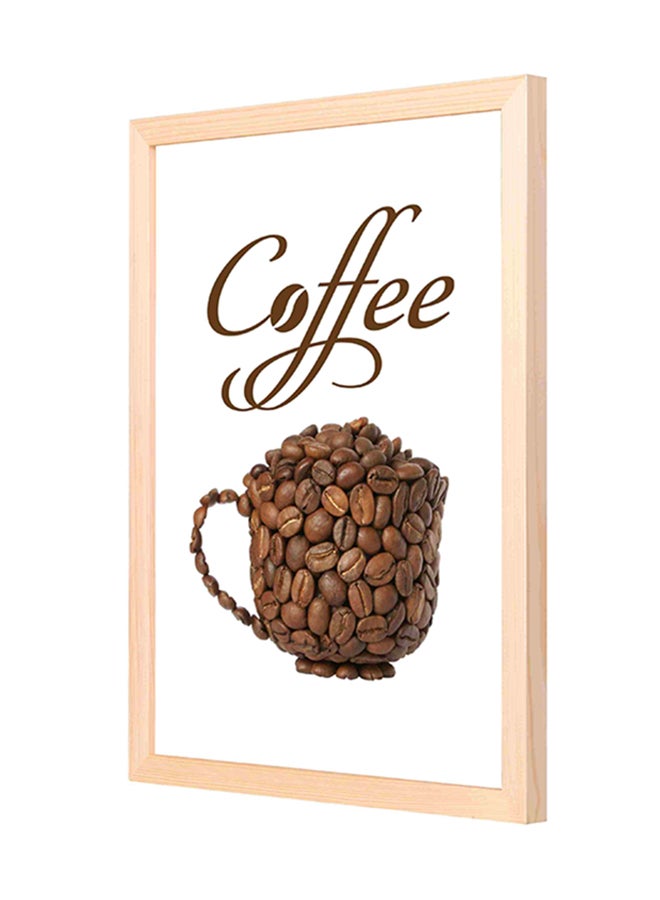 لوحة جدارية بإطار خشبي بطبعة كلمة "Coffee" وكوب من حبيبات القهوة متعدد الألوان 33x43Ø³Ù†ØªÙŠÙ…ØªØ±