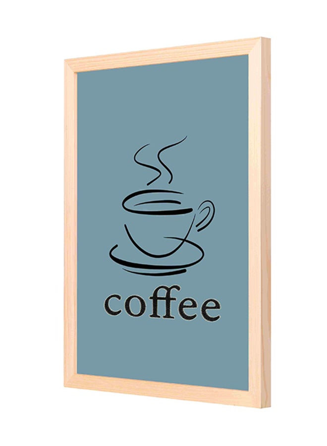 Wooden Frame Coffee Cup Draw Wall Painting Multicolour 33x43cm