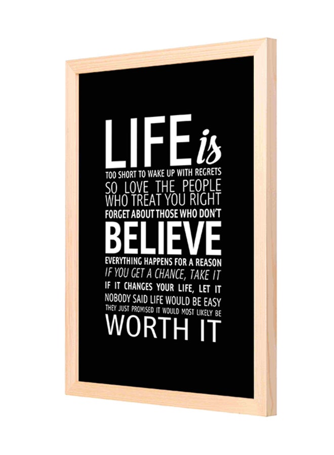 LOWHA Wooden Frame Life Is Too Short Wall Painting Grey 33x43cm 