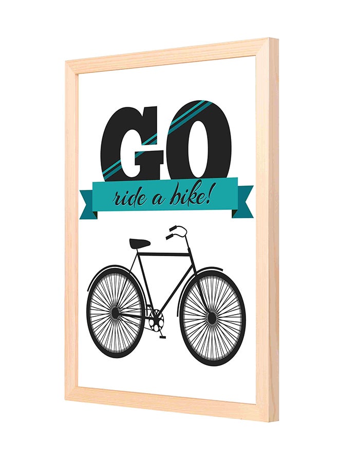 LOWHA Go Ride a Bike Cycle Theme Wooden Framed Decorative Wall Art Painting Black/White 33x43cm 